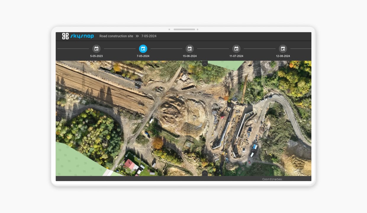 Aerial photo of road construction – SkySnap – drone progress monitoring