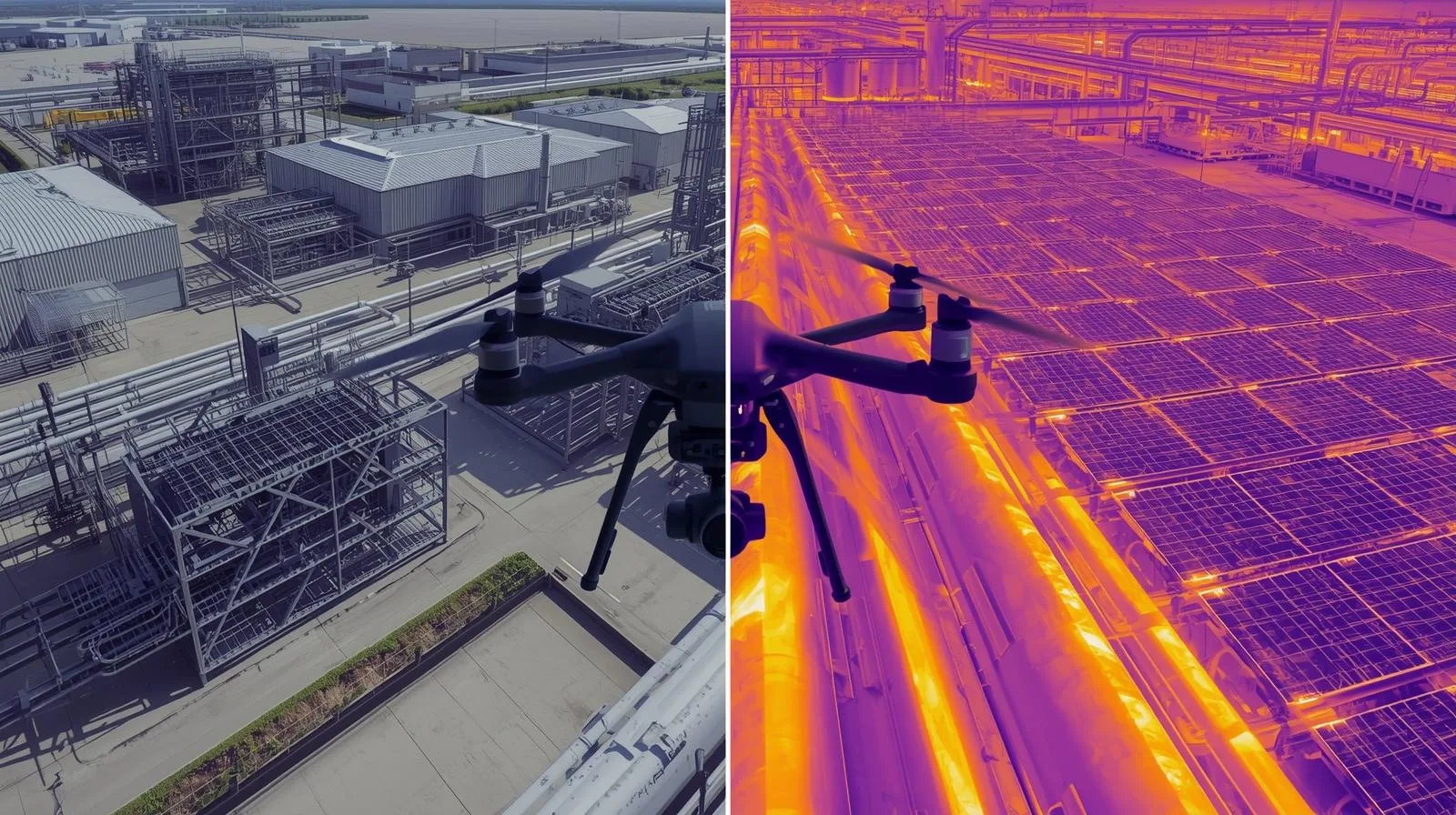 thermal imaging measurements from a drone diagnostics of installations