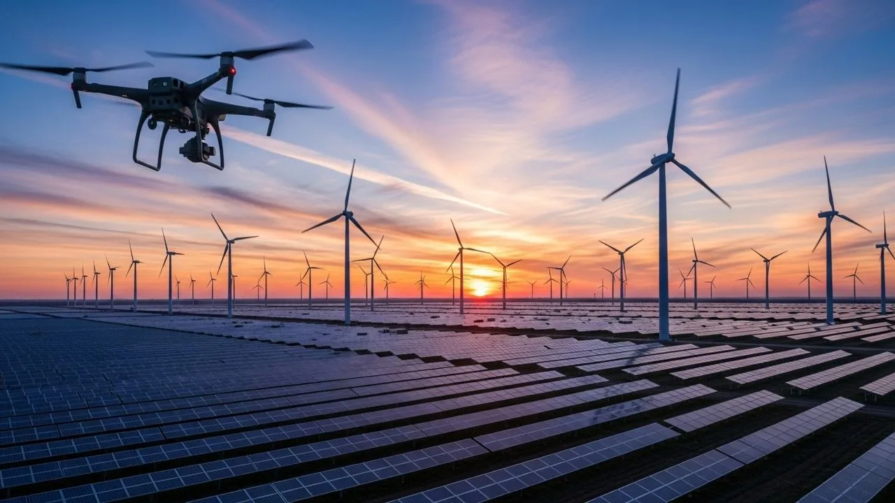 Line surveys of energy infrastructure using a drone